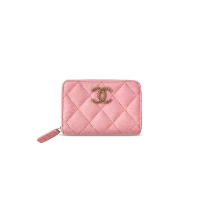 CHANEL CLASSIC ZIPPED COIN PURSE CAVIAR QUILTED PINK AP3185 (11*7.5*2cm)